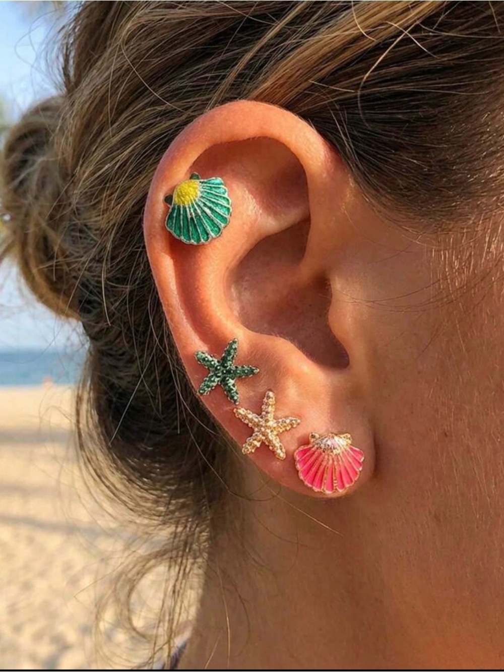 Beach Seashell & Starfish Stud Earring Set | Coastal Summer Jewelry